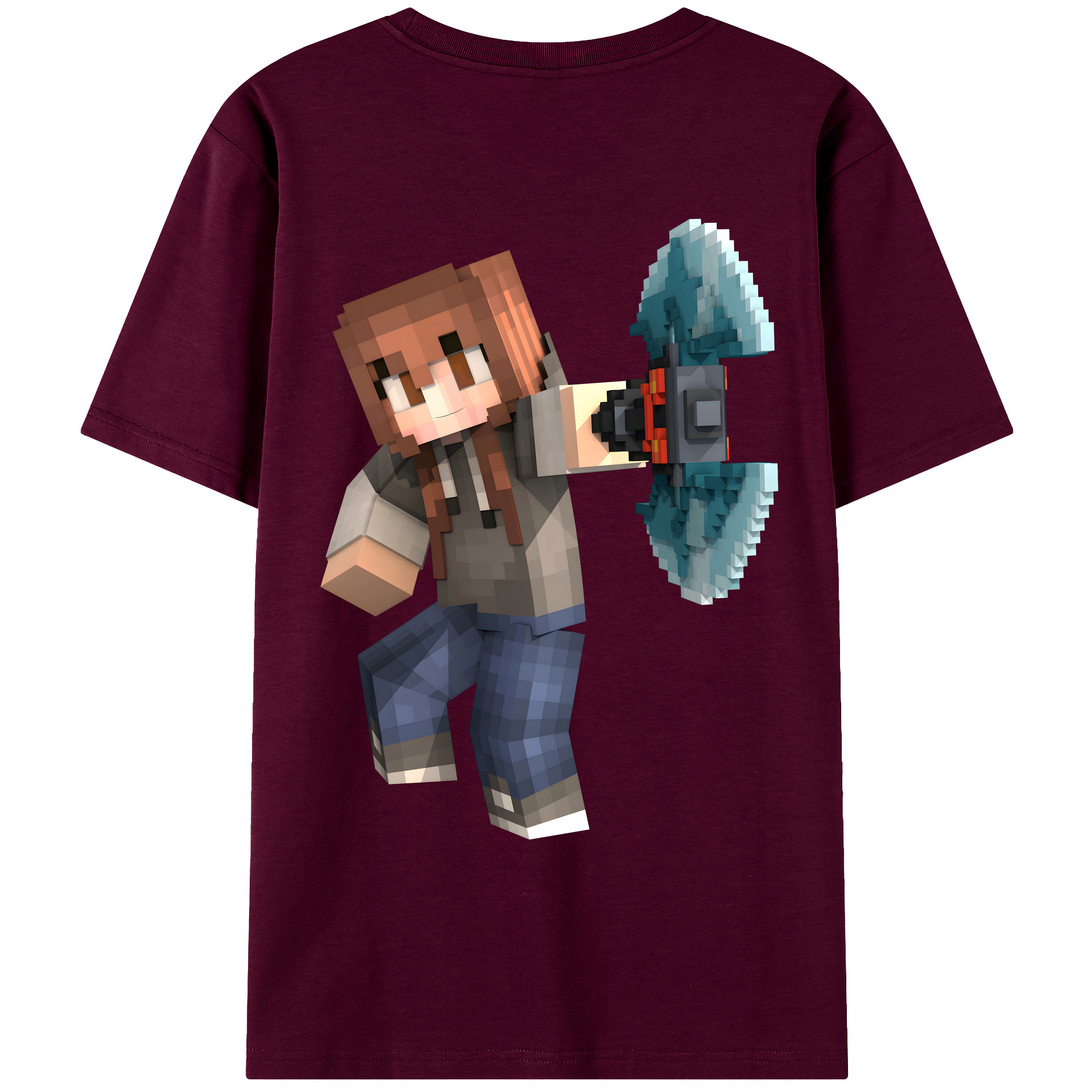 （画像用） マインクラフト ブロックの世界 Minecraft MC Block world レディース半袖Tシャツ(バックプリント)